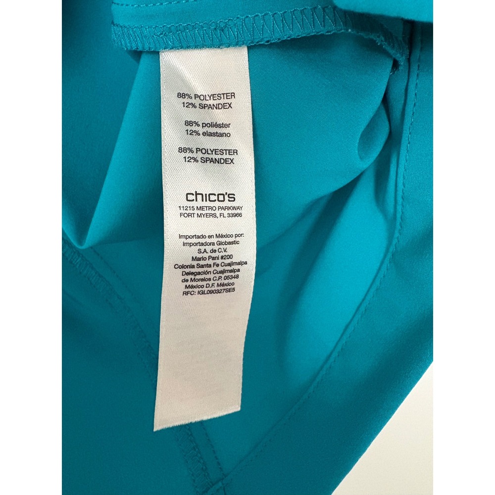 Weekends by Chicos Activewear Reflective Teal Blue Full Zip Vest Trim 1 M - Picture 6 of 7